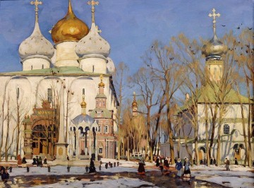 El día de la anunciación de 1922 Konstantin Yuon paisaje urbano escenas de la ciudad. Pinturas al óleo